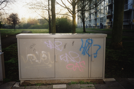 108648 Afbeelding van een schakelkast aan de Mekongdreef te Utrecht.N.B. De foto is gemaakt door Kevin van Beek. Hij ...